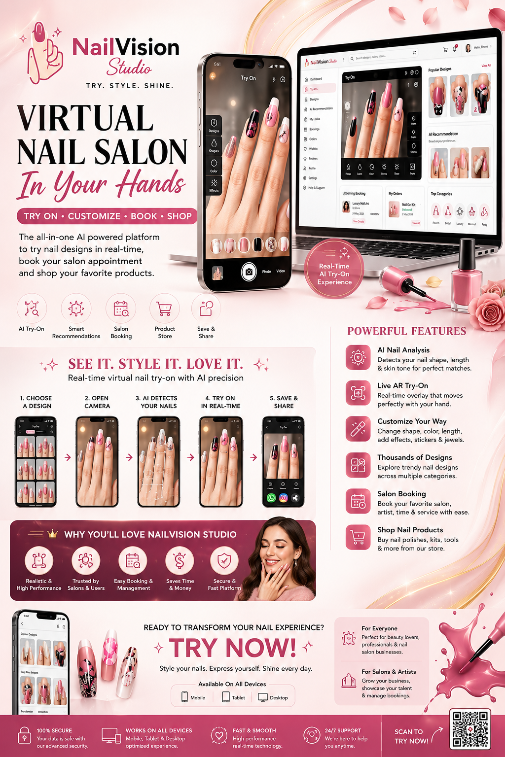 Luxury nail art preview on hand